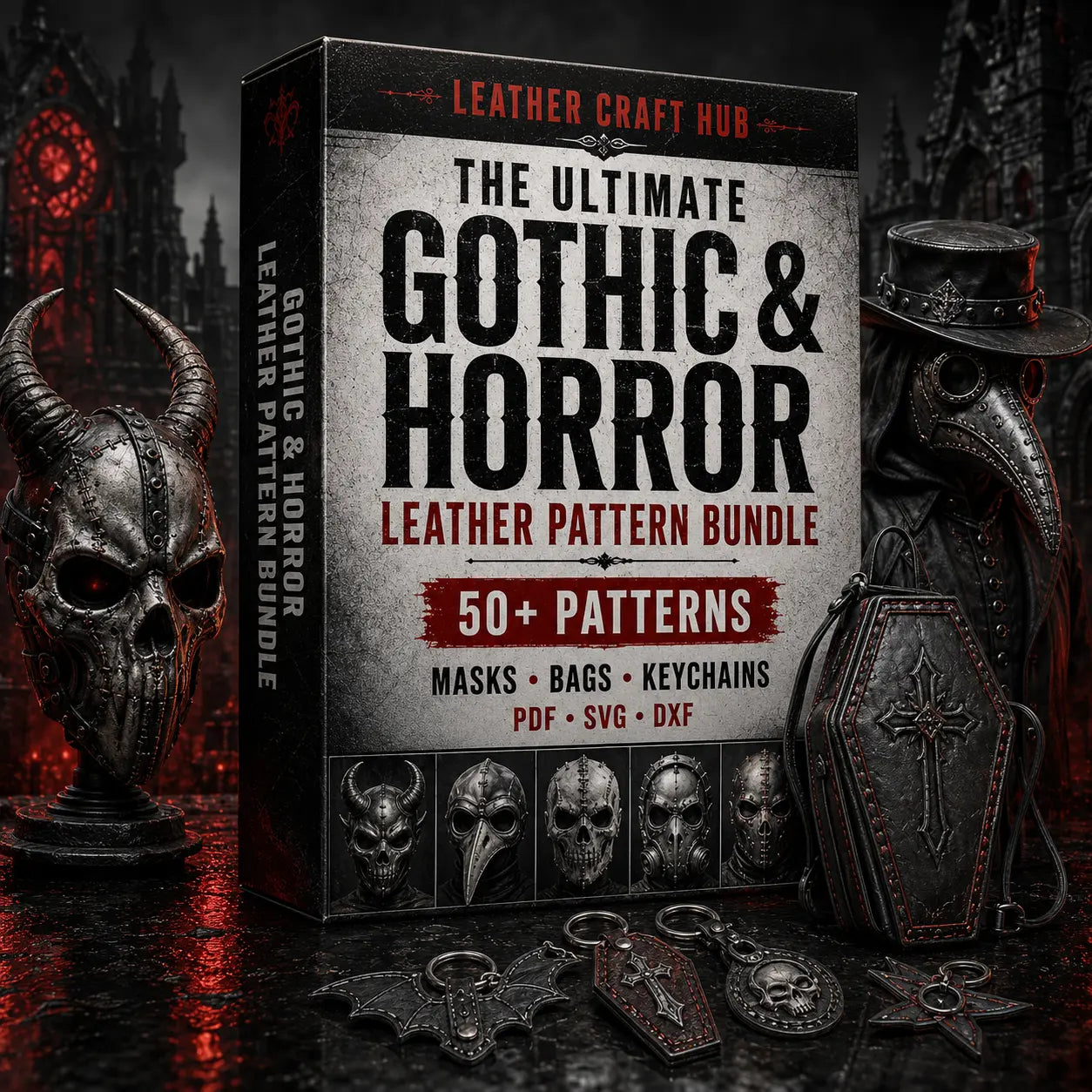 50+ Gothic & Horror Leather Pattern Bundle